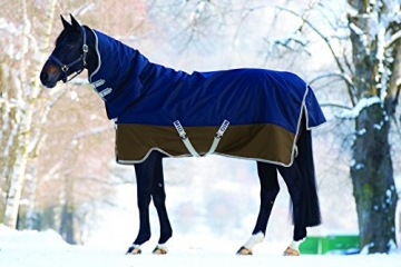 Horseware Amigo Mio All-In-One Turnout Heavy 350g Füllung Winterdecke mit Halsteil Navy & Tan 115-160 (145) - 