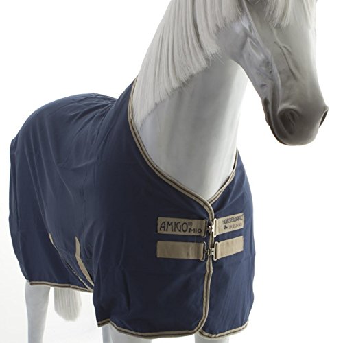 Horseware Amigo Mio Stable Sheet lite 0g - navy/tan&navy - Stalldecke, Groesse:160 - 