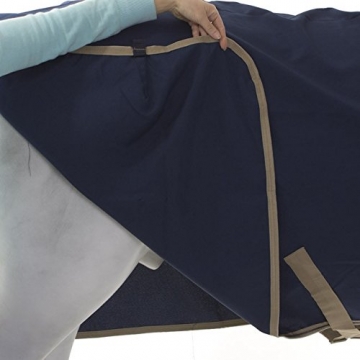 Horseware Amigo Mio Stable Sheet lite 0g - navy/tan&navy - Stalldecke, Groesse:160 - 