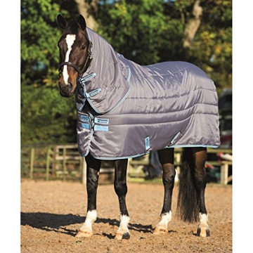 Horseware Amigo XL Insulator Plus Medium Stable Rug 165cm Light Grey/Baby Blue & Gunmetal -