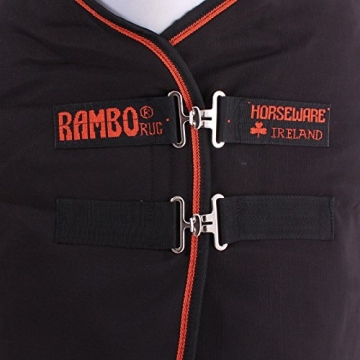 Horseware Rambo Ionic Stable Rug Black/Orange wählbare Größe (145) - 