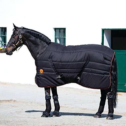 Horseware Ionic Stable Rug Black/Orange wählbare Größe (145) -