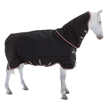 Horseware Rambo Supreme Turnout heavy 420g incl. abnehmbarem Halsteil / Black & Orange (Auslaufmodell), Groesse:155 - 