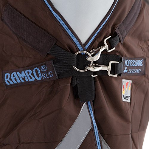 Horseware Rambo Wug mit Vari Layer - Winterdecke 130cm 250g Füllung Choc/Choc & Blue - 