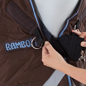 Horseware Rambo Wug mit Vari Layer - Winterdecke 130cm 250g Füllung Choc/Choc & Blue - 