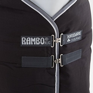 Horseware Stalldecke Rambo Stable Rug 400g - Black with Pale Grey & Grey, Groesse:160 - 