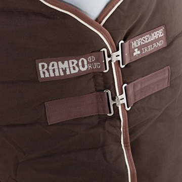 Horseware Stalldecke Rambo Stable Rug 400g - Dark Brown with Beige & Brown, Groesse:160 - 